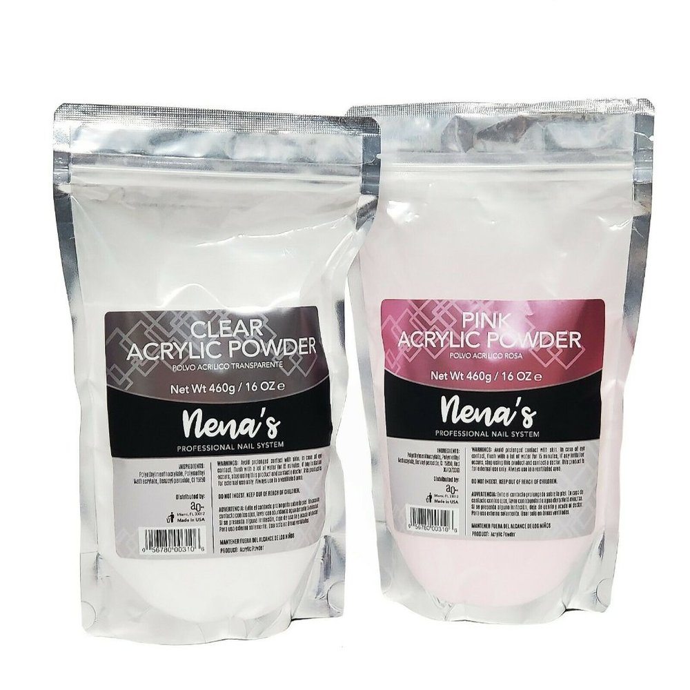 Nena's , Acrylic Powder Clear 16oz+ Pink 16oz.